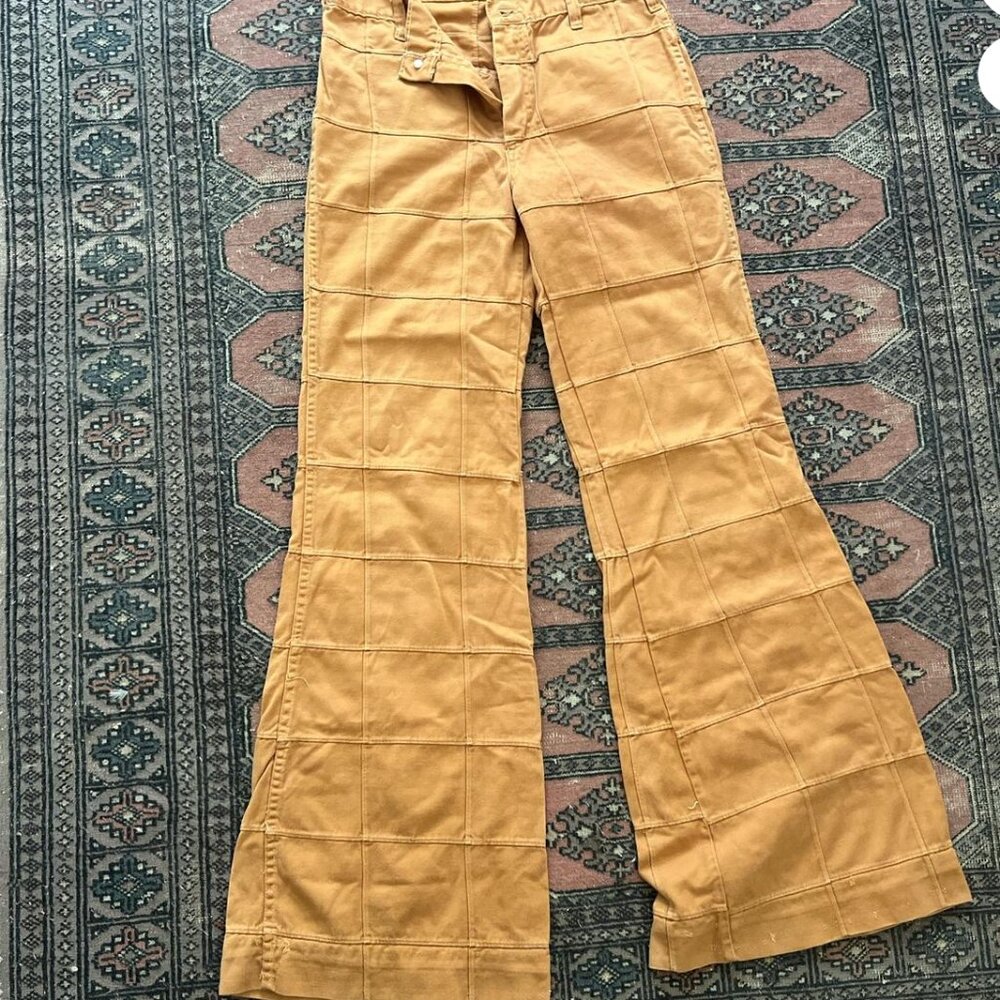 Vintage 1970s denim monochrome patchwork bell bottoms
